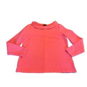 Talbots Petite Coral Pullover Top Long Sleeve Ribbed Rolled Collar Medium